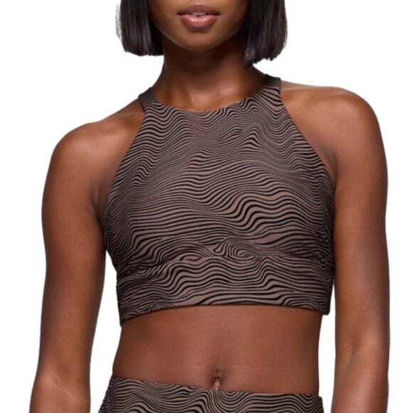Brown Patterned Women's Swim Top - Picture 3 of 3